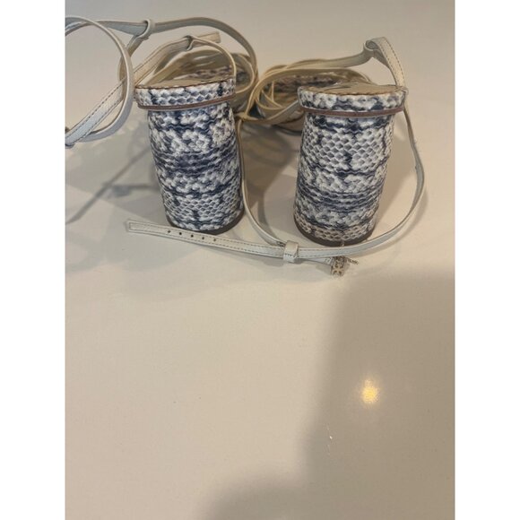 Sam Edelman Ivory Snakeskin Print Strappy Heeled Sandals With Ankle Straps - Picture 2 of 4